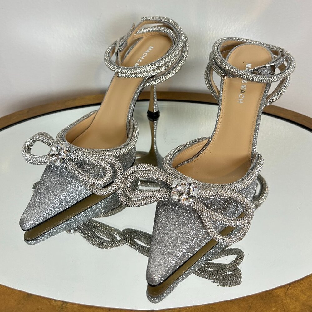 Mach & Mach Double Crystal Bow Pointed Toe 100mm … - image 4